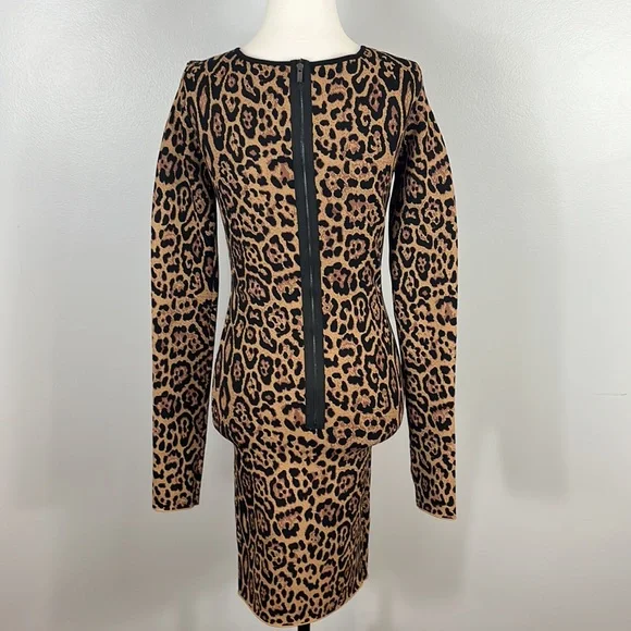 BCBG MaxAzria Sheena French Leopard Print Bodycon Dress - Mob Wife Aesthetic - Picture 10 of 17
